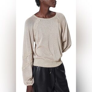 JOIE JERI SHIMMER RAGLAN SLEEVE SWEATER IN LIGHT SESAME